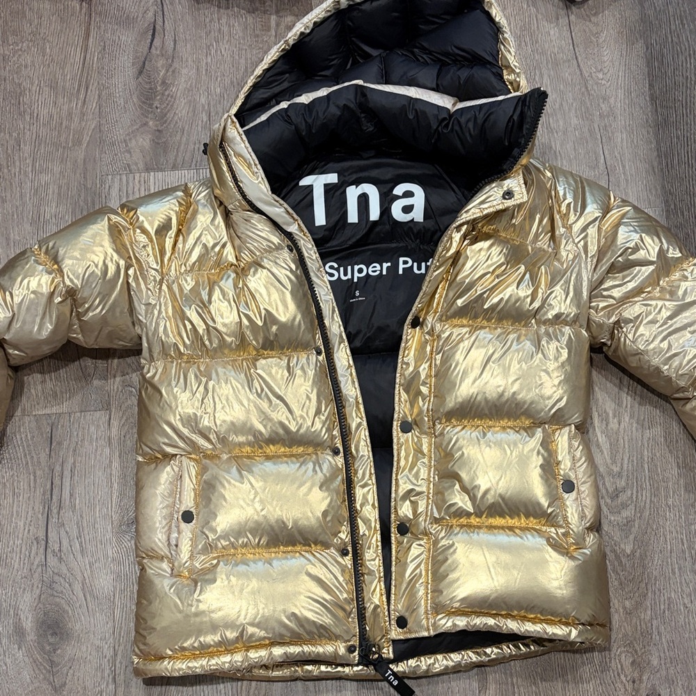 TNA Shiny Gold Puffer Coat